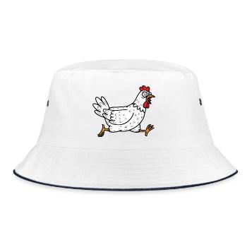 Verrücktes Huhn - Bucket Hat - Weiß/Navy - Vorne