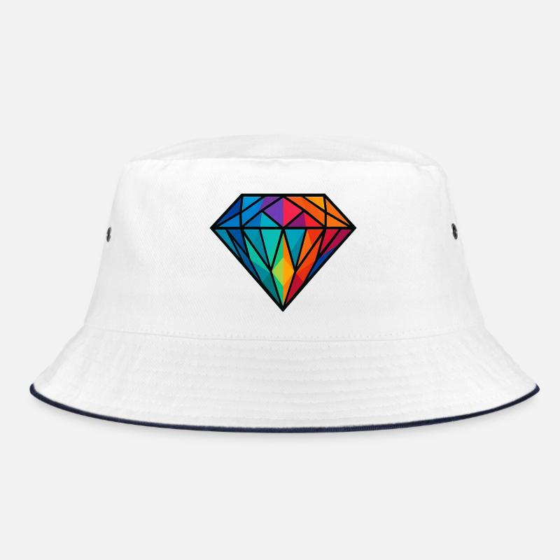 Diamant - Bucket Hat - Weiß/Navy
