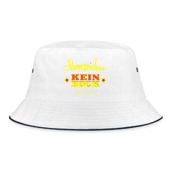Sternzeichen - Kein Bock - - Bucket Hat - Weiß/Navy - Vorne