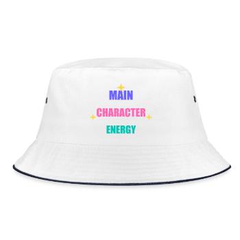 Hauptcharakter-Energie - Bucket Hat - Weiß/Navy - Vorne