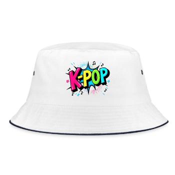 K-Pop Power – Colorful Fan Design - Bucket Hat - white/navy - Front