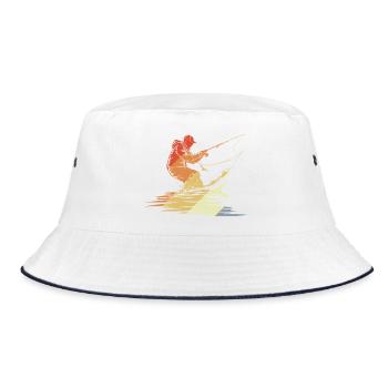Fishing Graphic Retro Style - Bucket Hat - white/navy - Front