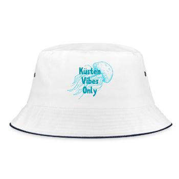 Coastal Vibes Only – Jellyfish Maritime Design - Bucket Hat - white/navy - Front