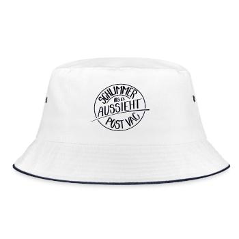 Schlimmer als es aussieht, Post Vac - Bucket Hat - Weiß/Navy - Vorne