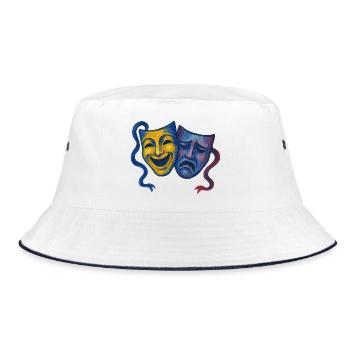 Theatre Masks Joy Sorrow - Bucket Hat - white/navy - Front