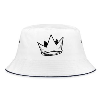 Crown Vector | Doodle Look - Bucket Hat - white/navy - Front