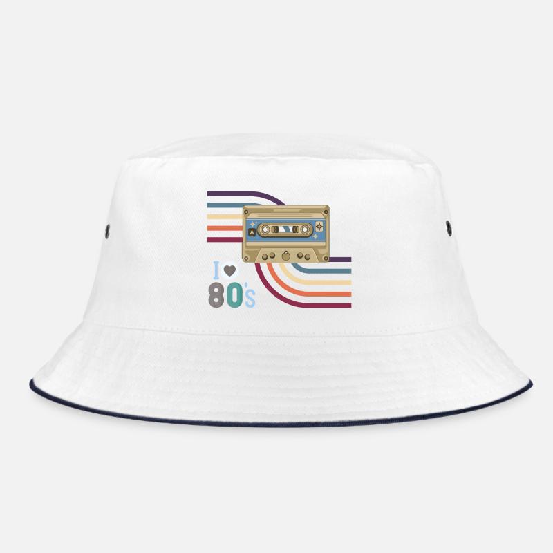 Kassettenliebe 80er Retro - Bucket Hat - Weiß/Navy
