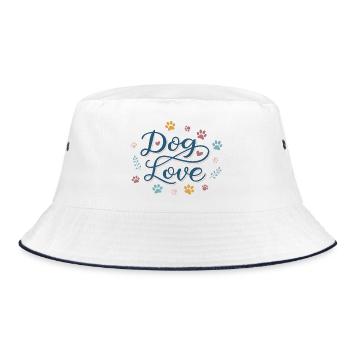 Hundeliebe Skript Pastellfarbene Pfote - Bucket Hat - Weiß/Navy - Vorne