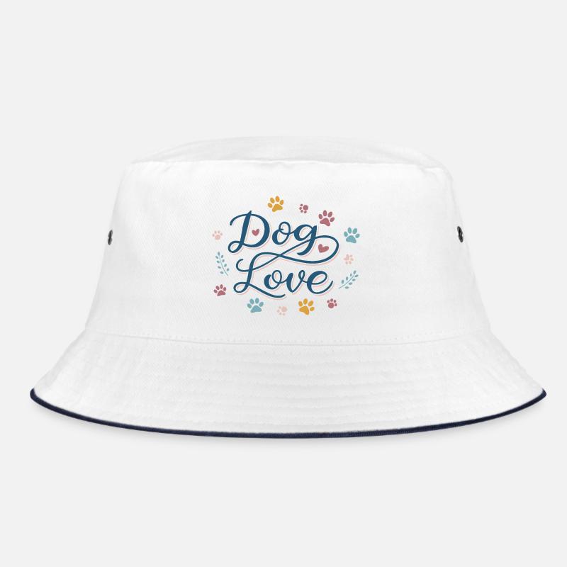 Dog Love Script Pastel Paw Bucket Hat