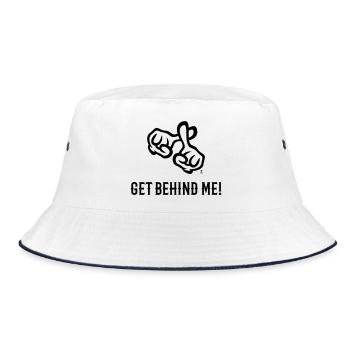 Get Behind Me! (Cross / Bible / Religion / 1C) - Bucket Hat - white/navy - Front