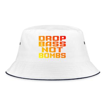 DNB Techno Drop Bass statt Bomben - Bucket Hat - Weiß/Navy - Vorne