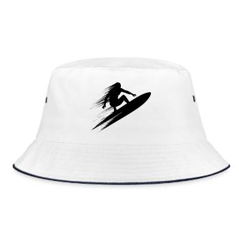 Surfing Art Surfer Illustration - Bucket Hat - white/navy - Front