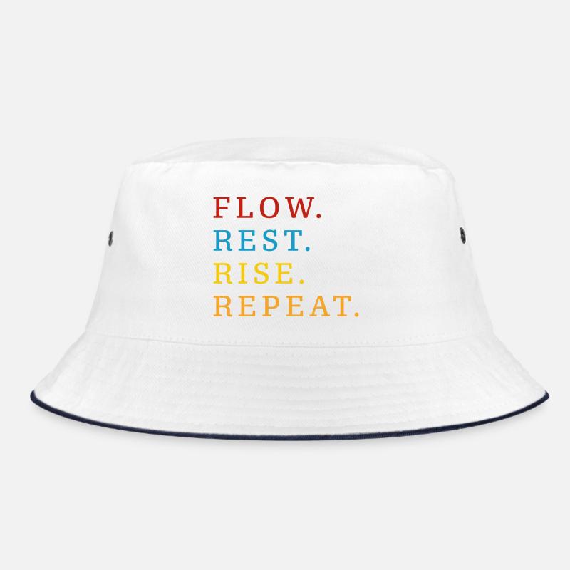 Flow Rest Rise Repeat - Bucket Hat - white/navy
