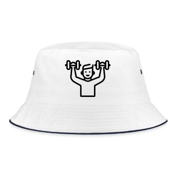 Bodybuilding - Bucket Hat - Weiß/Navy - Vorne
