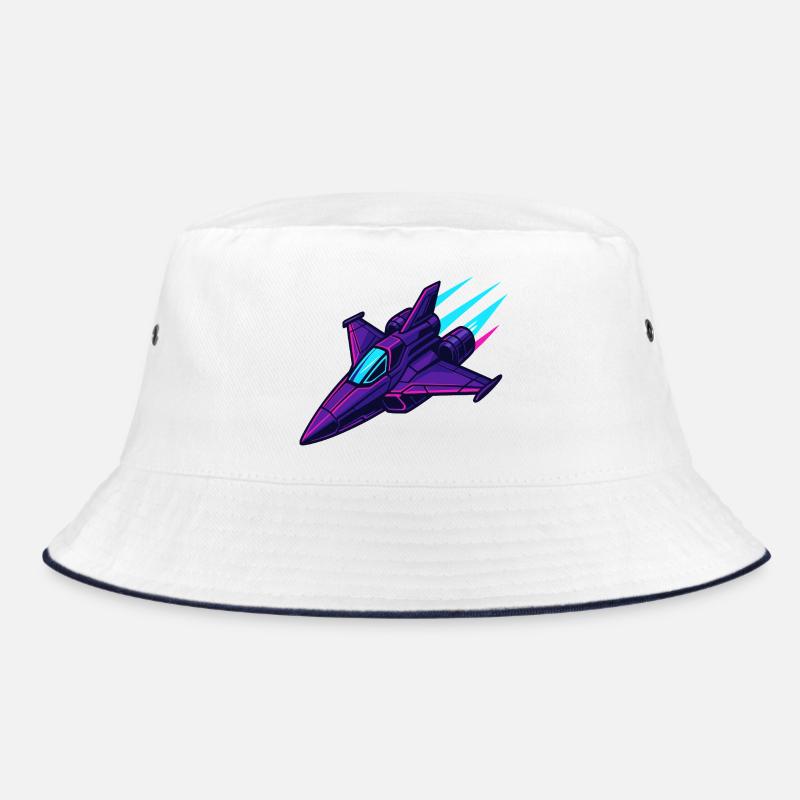 Cyber-style neon fighter jet Bucket Hat