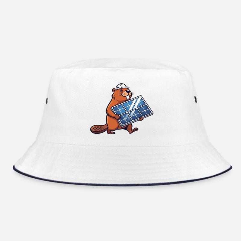 Beaver Installer Solar Panel Engineer Cartoon Bucket Hat