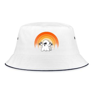 Bodybuilder Ghost Halloween Costume Gym Lover - Bucket Hat - white/navy - Front