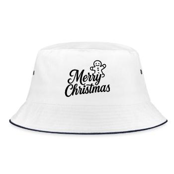 Merry Christmas mit niedlichem Lebkuchenmann - Bucket Hat - Weiß/Navy - Vorne