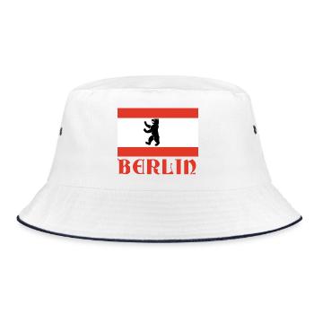 Berlin Bär Flagge Grafik - Bucket Hat - Weiß/Navy - Vorne