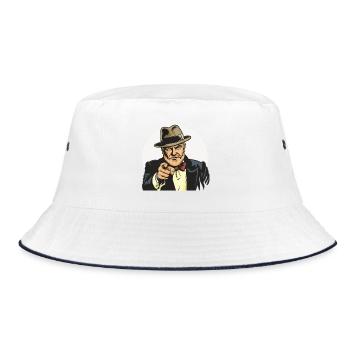 Vintage-Gangster Zeigefinger (I want you!) - Bucket Hat - Weiß/Navy - Vorne