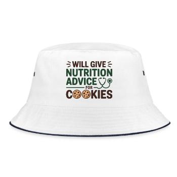 Will Give Nutrition Advice For Cookies Expert  - Bucket Hat - white/navy - Front