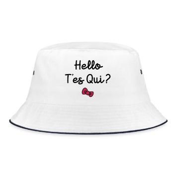 HELLO WHO ARE YOU? - Bucket Hat - white/navy - Front