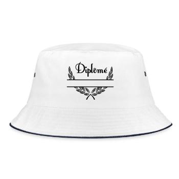 Diplôme in Laurel Wreath with Namespace - Bucket Hat - white/navy - Front