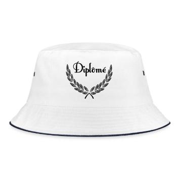 Diplôme – Lorbeerkranz - Bucket Hat - Weiß/Navy - Vorne