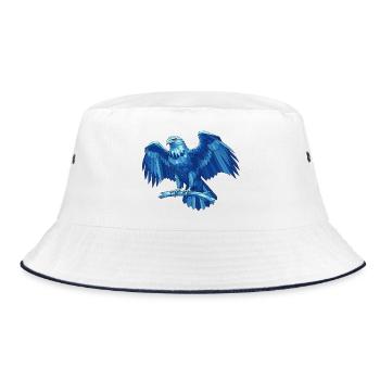 Geometric Blue Eagle with Sword - Bucket Hat - white/navy - Front