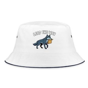 Lead the Way Wolf mit Pergament - Bucket Hat - Weiß/Navy - Vorne