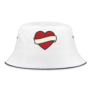 Tattoo Heart Banner Scroll Vector - Bucket Hat - white/navy - Front