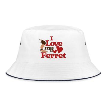 Ich liebe mein Frettchen - Bucket Hat - Weiß/Navy - Vorne