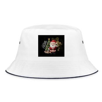 Knitted Santa with Christmas tree - Bucket Hat - white/navy - Front