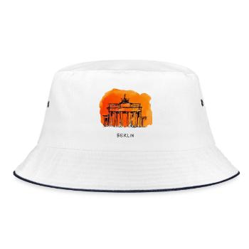 Berlin Brandenburg Gate Watercolor - Bucket Hat - white/navy - Front