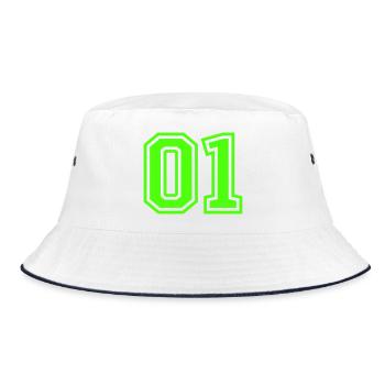  01 Zahl - Bucket Hat - Weiß/Navy - Vorne