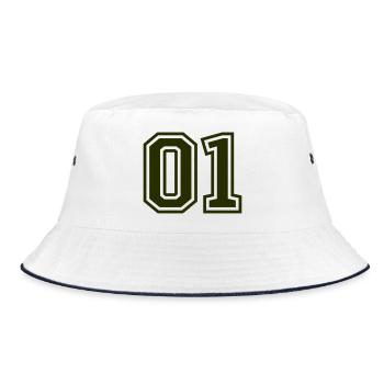  01 Zahl - Bucket Hat - Weiß/Navy - Vorne