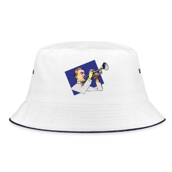TRUMPETER #2 - sound & vision - Bucket Hat - white/navy - Front