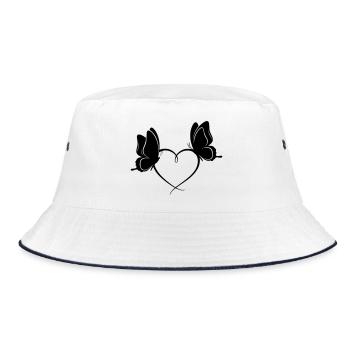 Butterflies Heart – Love & Freedom Design - Bucket Hat - white/navy - Front
