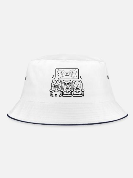 Dog cinema Hunde im Kino - Bucket Hat - Weiß/Navy - Vorne