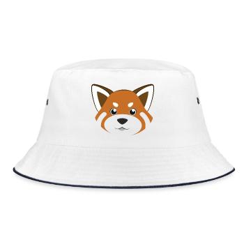 Süßes rotes Panda-Gesicht lustiges Tier-DIY-Kostüm - Bucket Hat - Weiß/Navy - Vorne