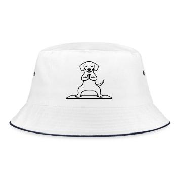 hund horsestance meditation - Bucket Hat - Weiß/Navy - Vorne