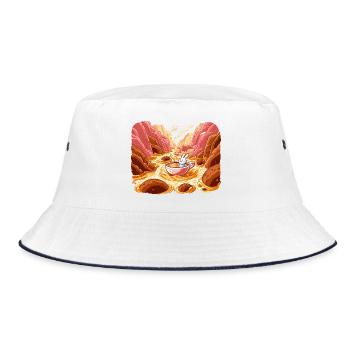 Cuddly tea in the lava valley - Bucket Hat - white/navy - Front