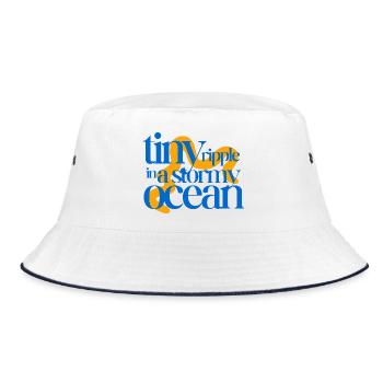 Tiny ripple in a stormy ocean (orange background) - Bucket Hat - white/navy - Front