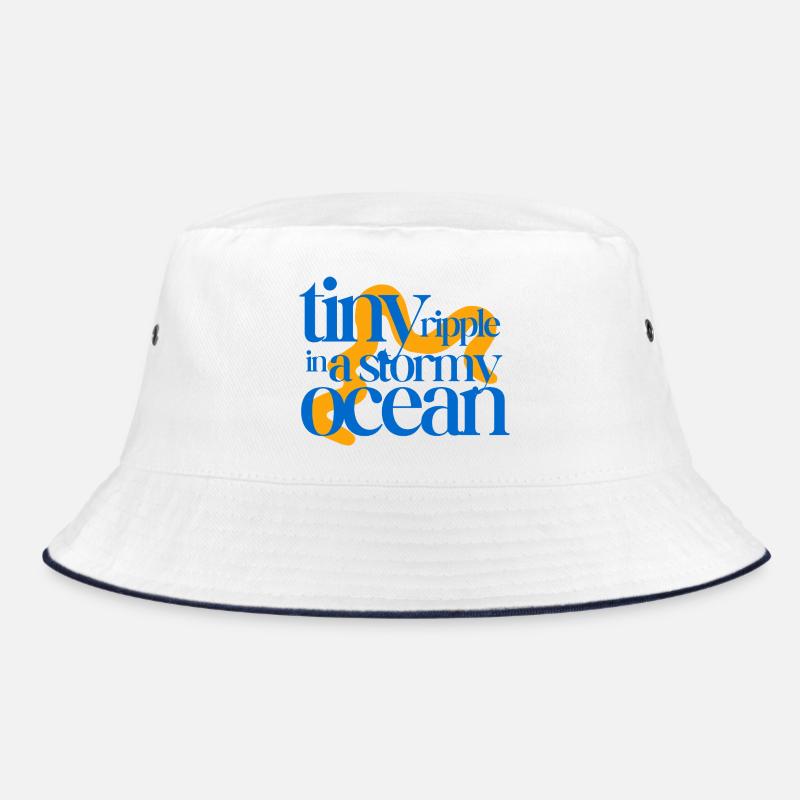 Tiny ripple in a stormy ocean (orange background) Bucket Hat