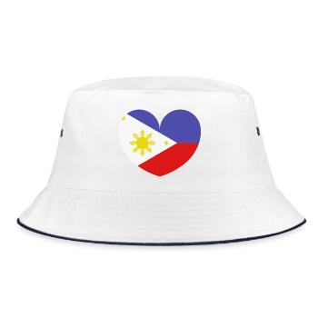 Philippinische Herzflagge - Bucket Hat - Weiß/Navy - Vorne