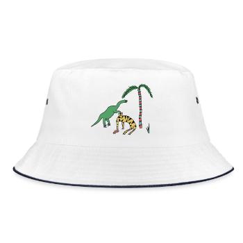Tiger & Dino - Bucket Hat - white/navy - Front