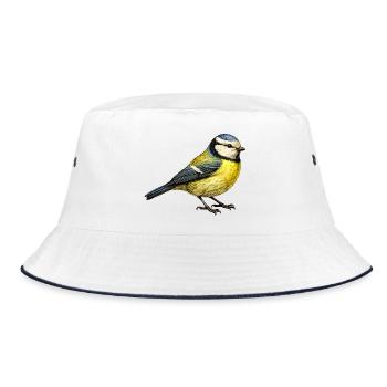 Illustration bleue – Motif nature de petit oiseau - Bob - blanc/marine - Devant