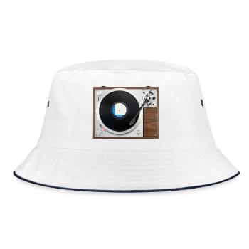 Turntable Gramophone Vinyl Record Game - Bucket Hat - white/navy - Front