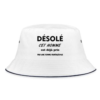 MANN ERWISCHT - Bucket Hat - Weiß/Navy - Vorne