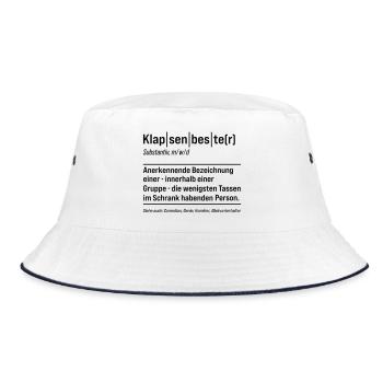 Klapsenbester Klapse Psychiatrie Fun Sprüche - Bucket Hat - Weiß/Navy - Vorne